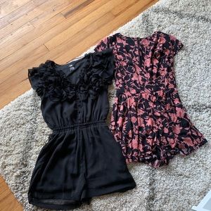 BUNDLE Of Two Rompers Black and Floral